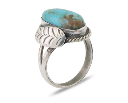 Navajo Ring 925 Silver Blue Gem Turquoise Native American Artist C.80's