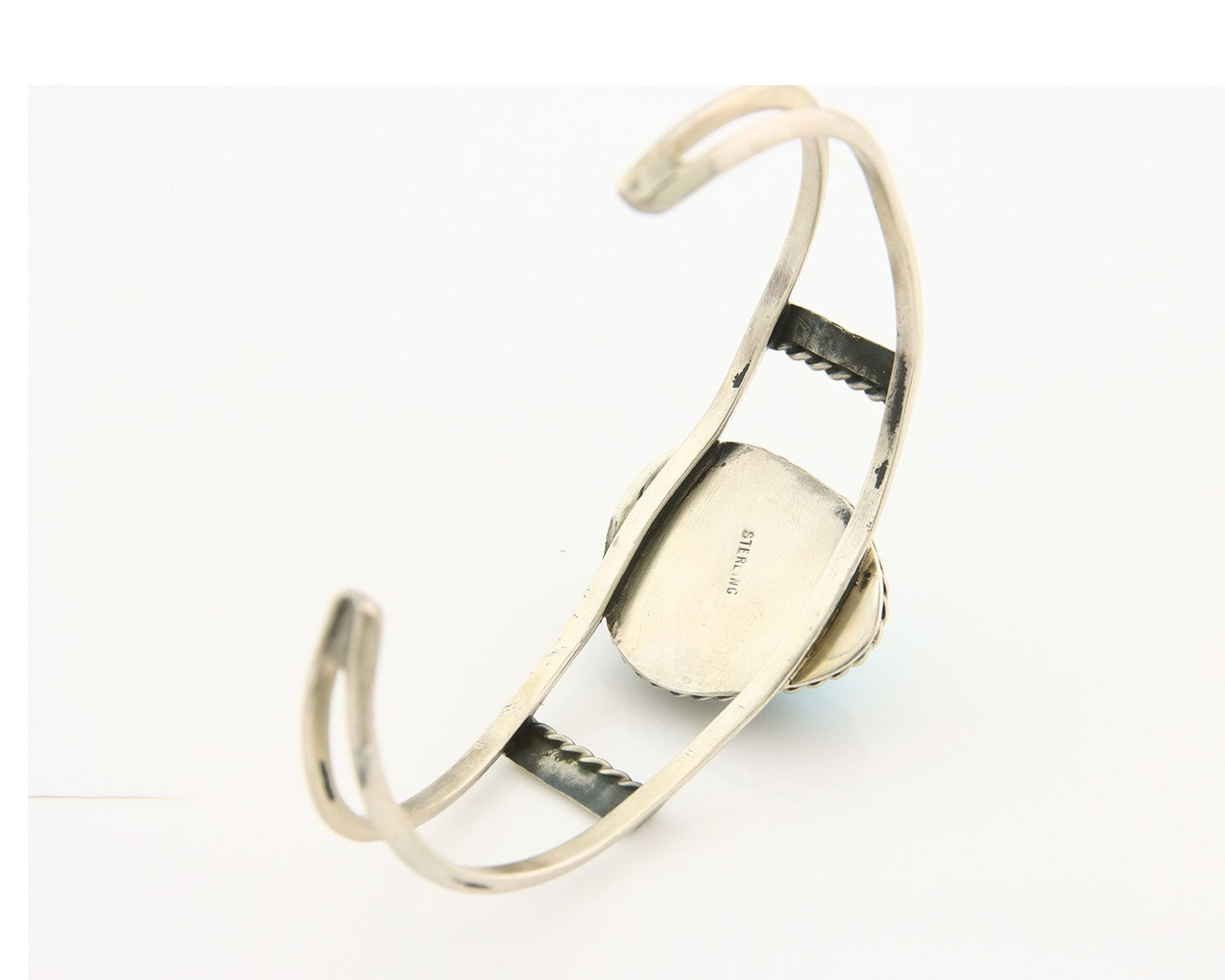 Navajo Bracelet 925 Silver Natural Blue Turquoise Native American Artist C.80s