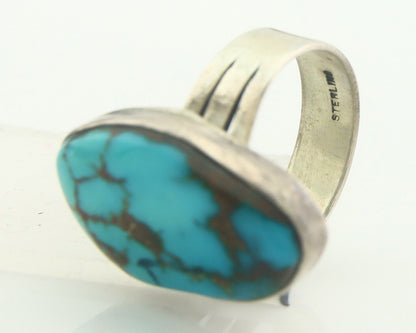 Navajo Ring 925 Sterling Blue Nevada Turquoise Native Artist C.80's
