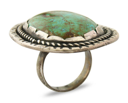 Navajo Ring 925 Sterling Natural Mined Turquoise Signed BM C.80's Size 7