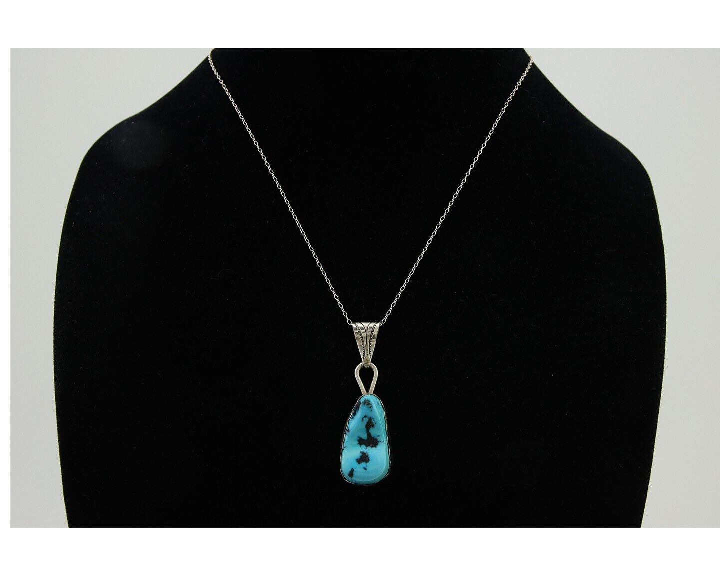 Navajo Necklace 925 Silver Blue Turquoise Artist Signed Tony Guerro C.80's