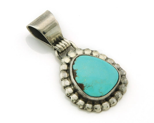 Navajo Pendant 925 Sterling Silver Natural Turquoise Vintage Signed Rabbit Stick