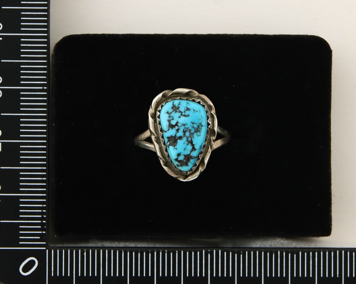 Navajo Ring 925 Sterling Natural Mined Blue Nugget Turquoise C.80's Size 6.0