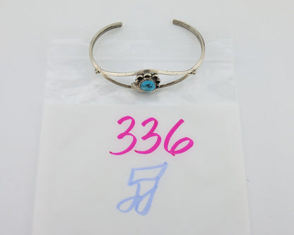 Navajo Bracelet 925 Silver Sleeping Beauty Turquoise Native American Artist C80s