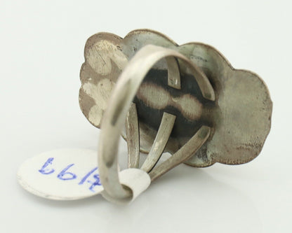 Navajo Ring .925 Silver Sleeping Beauty Turquoise Native American Artist C.80's