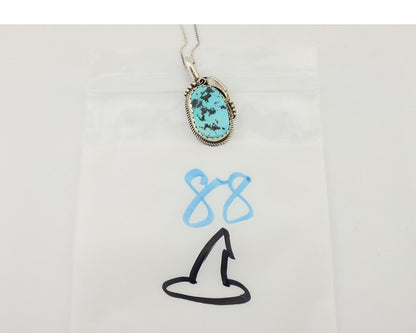 Navajo Necklace 925 Silver Sleeping Beauty Turquoise Signed Justin Morris C.90's
