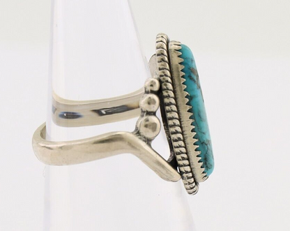 Navajo Ring 925 Silver Natural Kingman Turquoise Signed Wheeler MFG C.80's