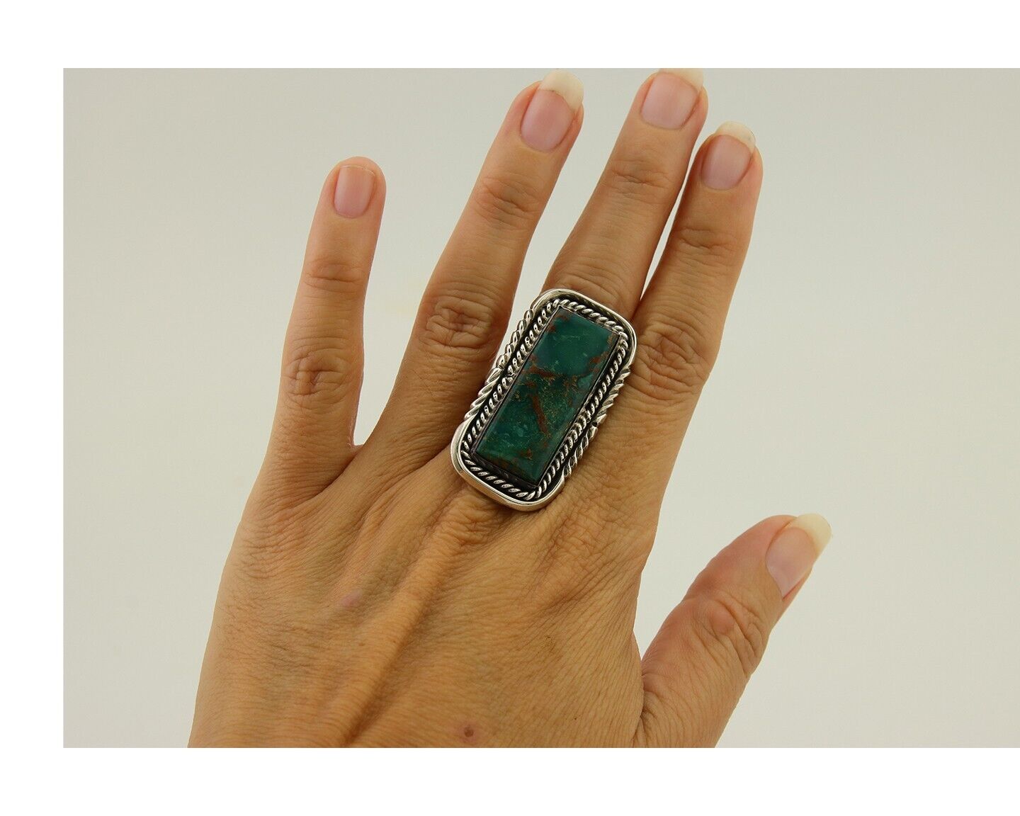 Navajo Ring 925 Sterling Silver Turquoise Native American Artist C.80's