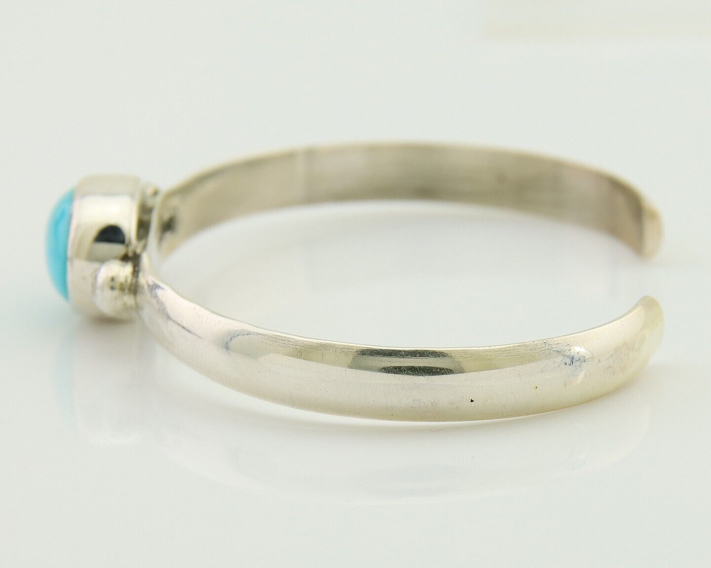 Navajo Cuff Bracelet Blue Turquoise 925 Silver Native American Artist C.80's