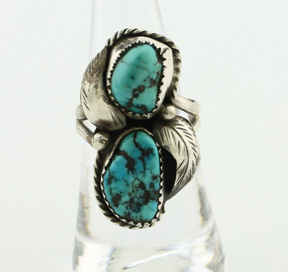 Navajo Ring 925 Silver Sleeping Beauty Nugget Turquoise Native Artist C.80's