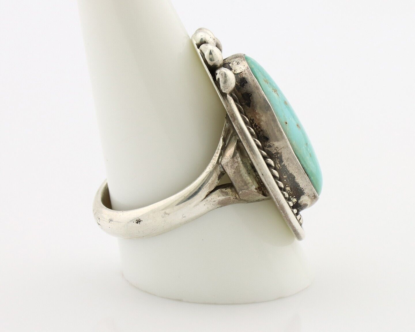 Navajo Ring 925 Silver Blue Turquoise Native American Signed C.80's