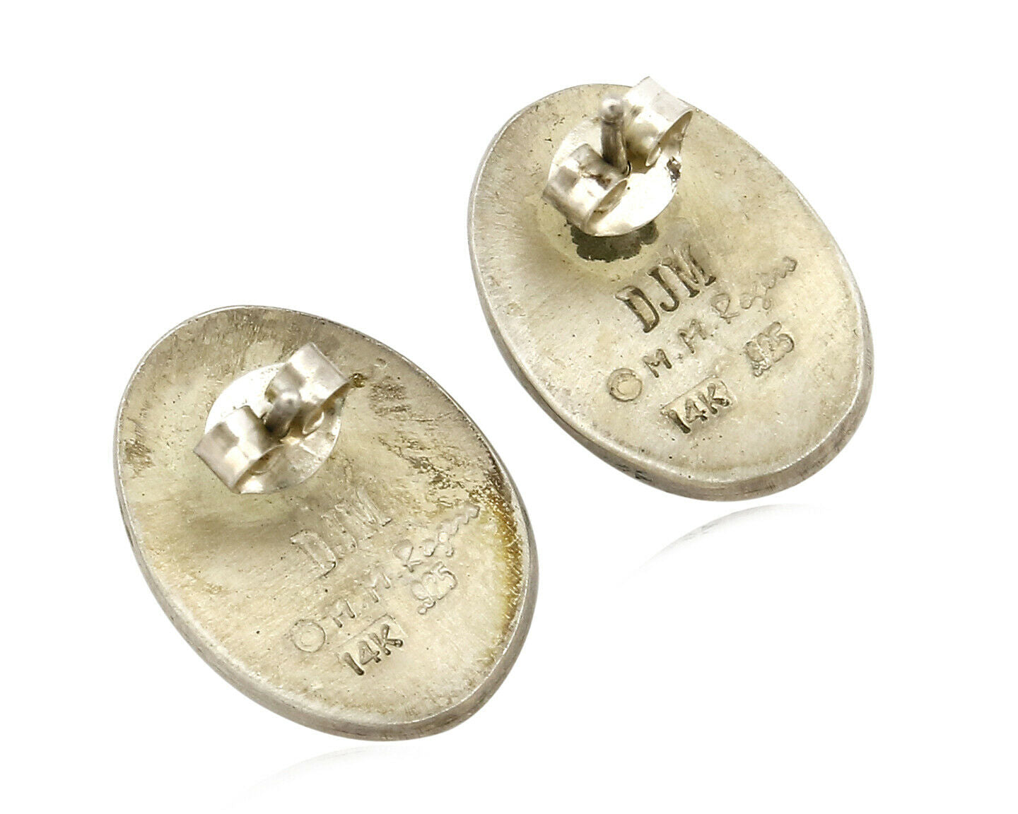 Navajo Dangle Earrings .925 Silver & 14k Solid Gold MM Rogers & DJM