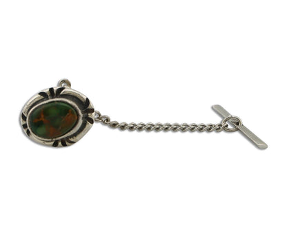 Navajo Tie Tack 925 Silver Natural Mined Turquoise Native American Artist C.80's
