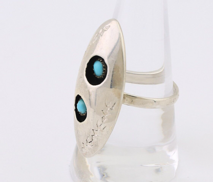 Navajo Ring 925 Silver Natural Blue Turquoise Native American Artist C.80's