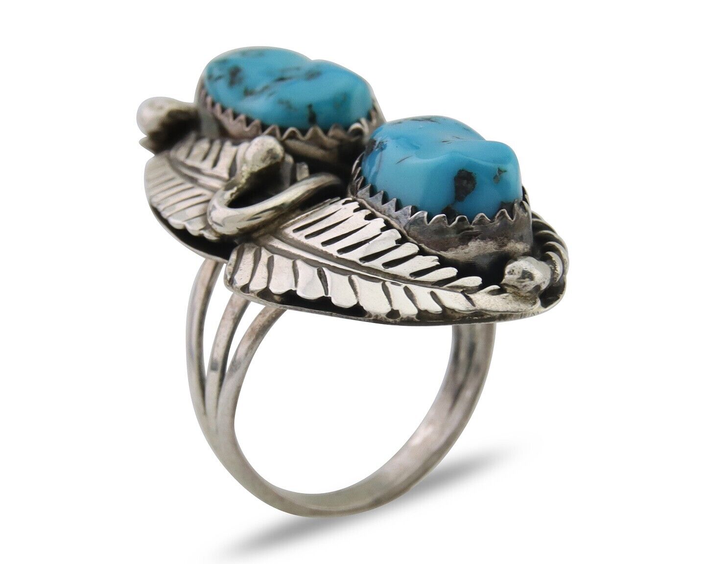 Navajo Ring 925 Silver Natural Turquoise Artist Signed Rob T Kelly C.80's