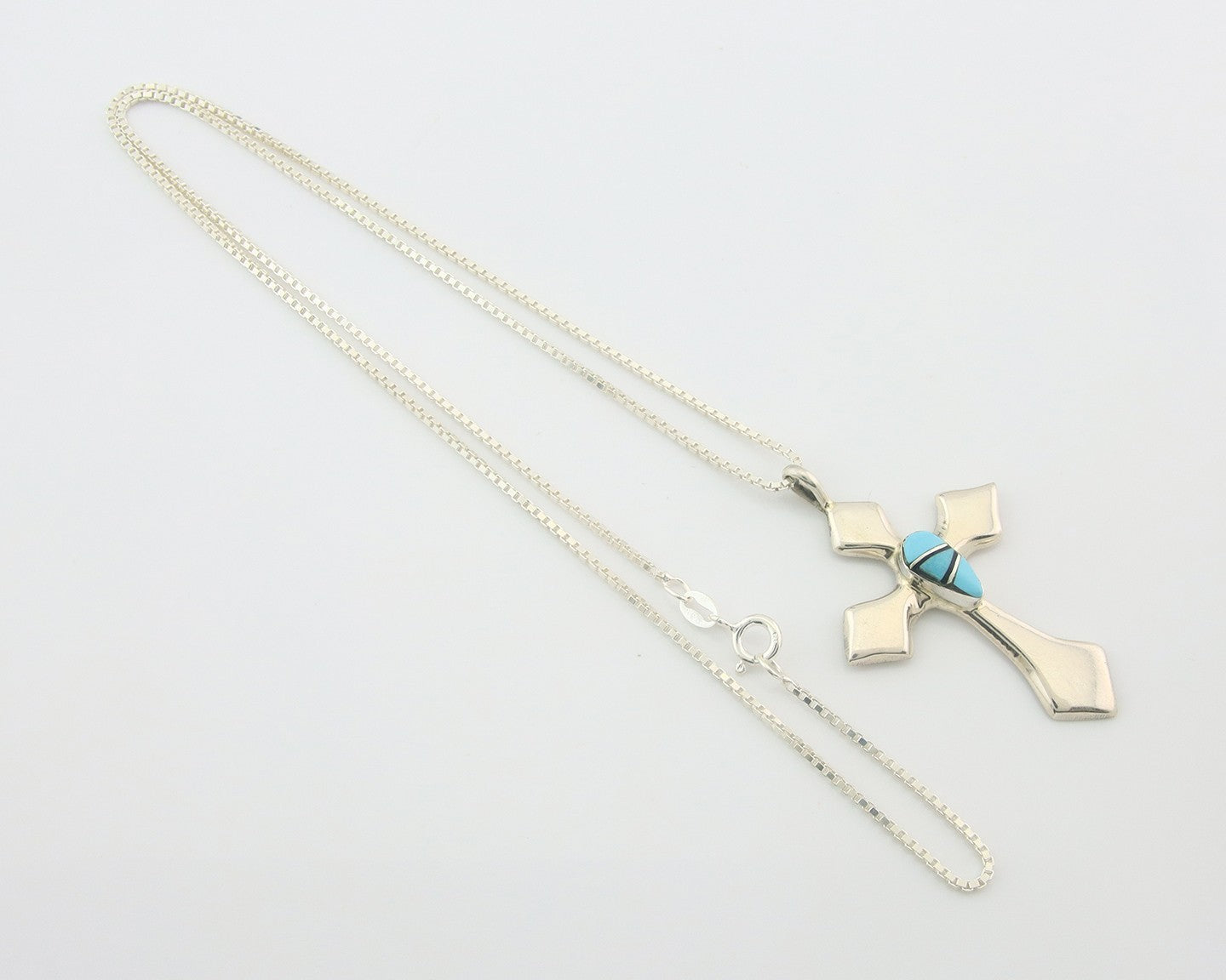 Navajo Cross Necklace Sterling Silver Authentic Natural Gemstones Signed M