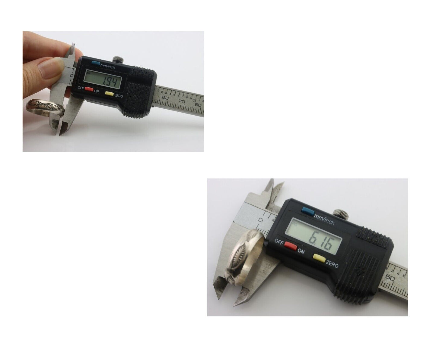 Navajo Hand Stamped Band 925 Silver 6.0 mm Signed Larry Chavez Size 10.25 C.80's