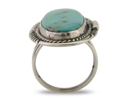 Navajo Ring 925 Silver Natural Turquoise Artist Signed William Denetdale C.80's