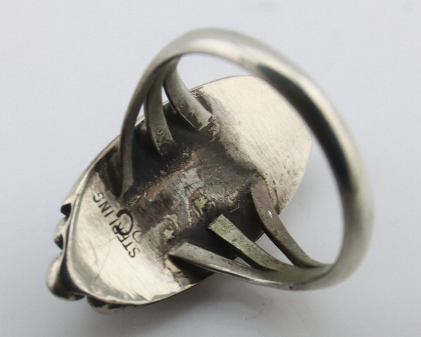 Navajo Ring .925 Silver Sleeping Beauty Turquoise Signed SkyStone Creations C80s