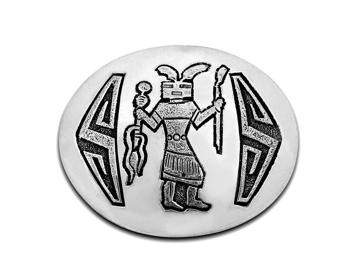 VTG Navajo Signed Bernice Bonney Rain Dancer .925 Silver Belt Buckle