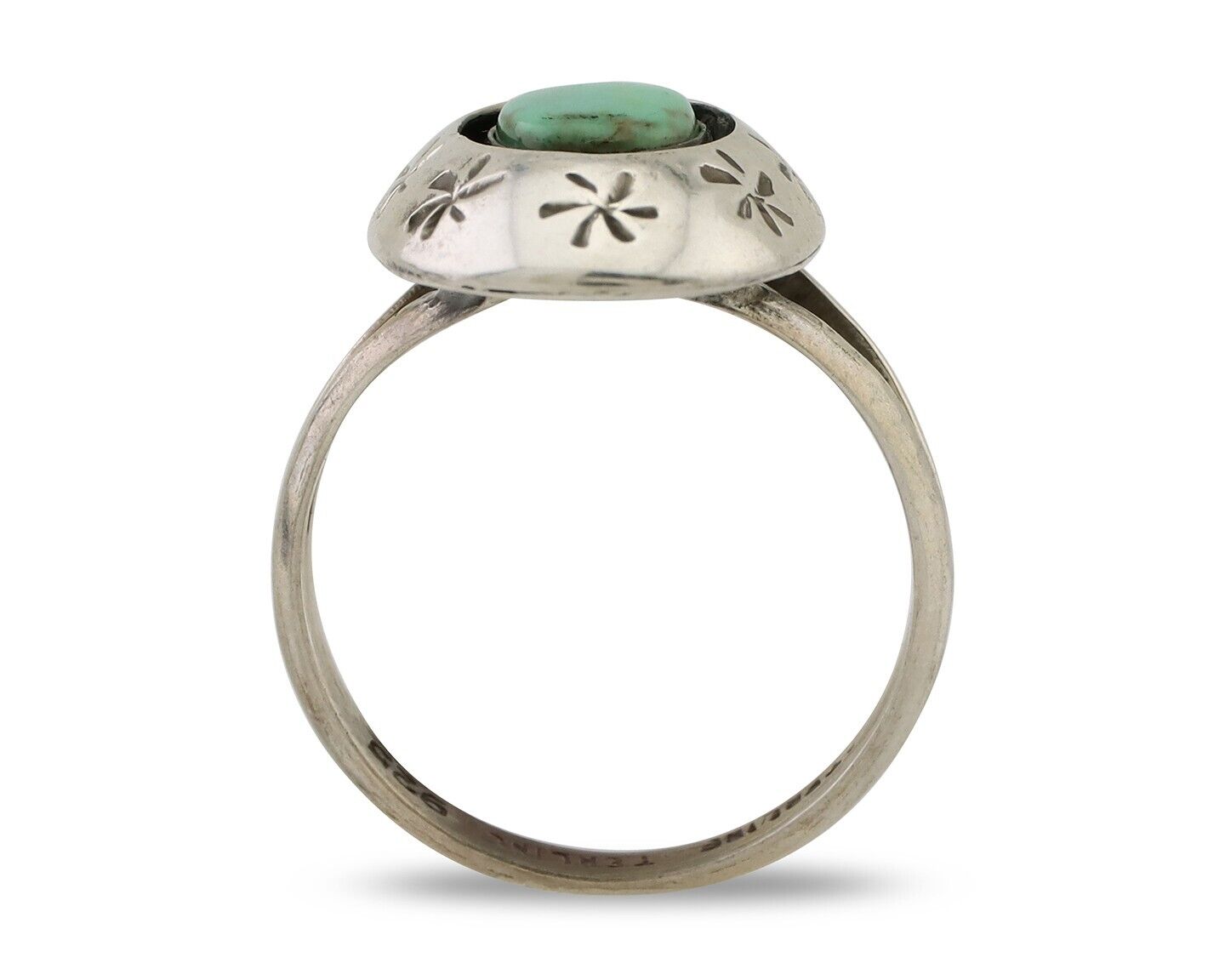 Navajo Ring 925 Silver Kingman Turquoise Native American Artist C.80's
