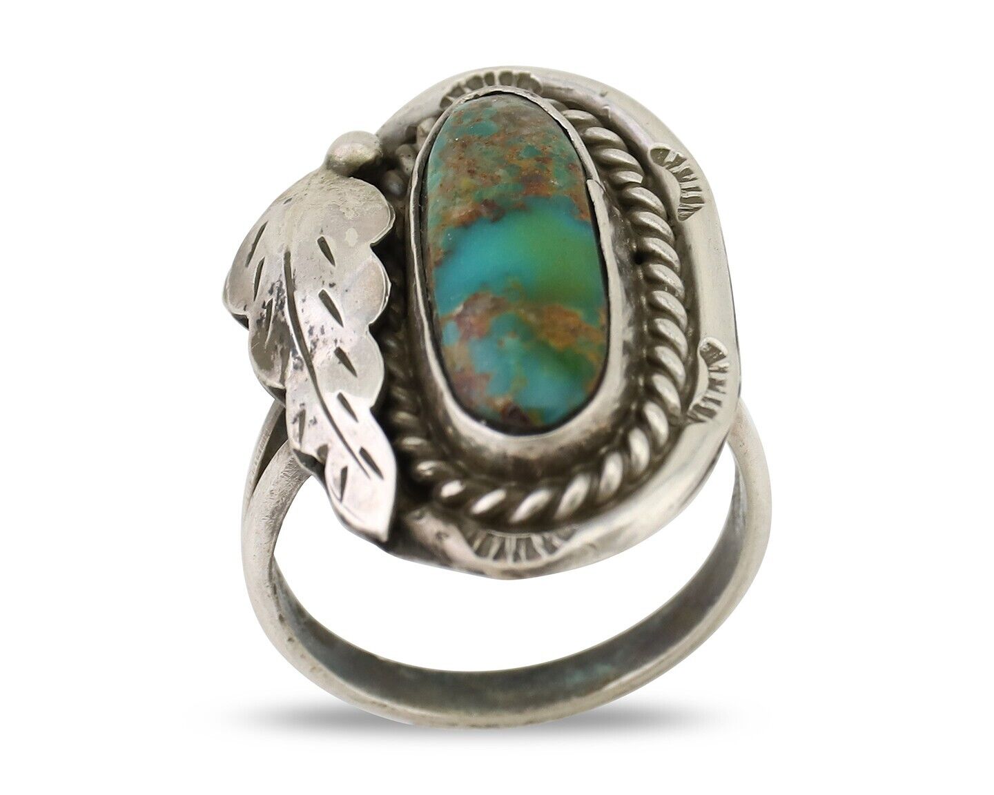 Navajo Handmade Ring 925 Silver Natural Turquoise Signed Jason Livingston C.80's