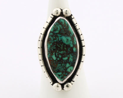Navajo Ring 925 Silver Spiderweb Turquoise Artist Signed MP C.80's