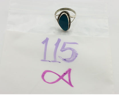 Navajo Ring 925 Silver Natural Turquoise Artist Signed Rabbit Stick C.80's