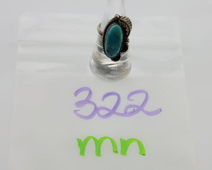 Navajo Ring .925 Silver Blue Turquoise Artist Signed HM C.80's
