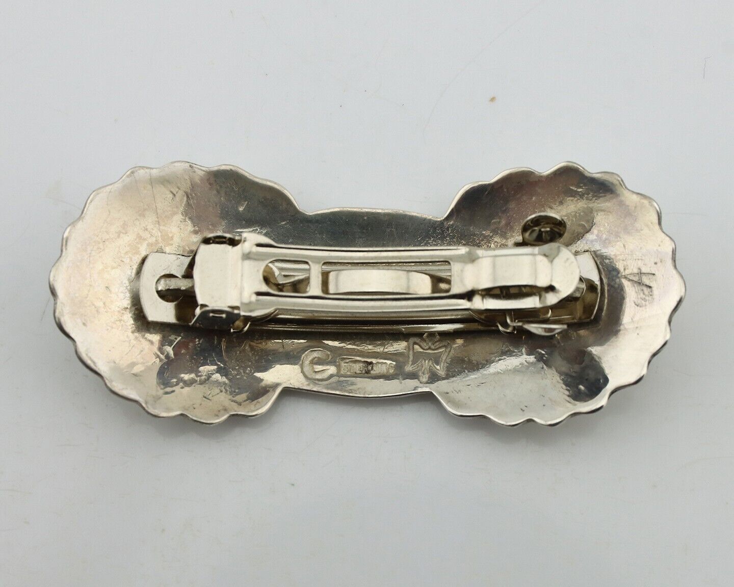 Women's Navajo Hair Clip Hand Stamped 925 Silver Artist Signed C Montoya C.80's