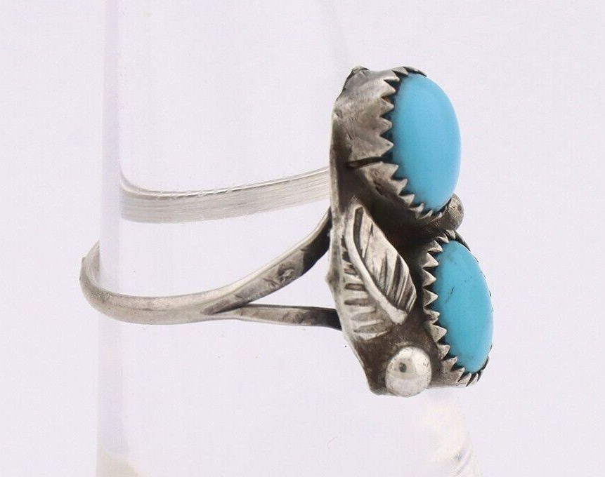 Navajo Ring 925 Silver Sleeping Beauty Turquoise Native American Artist C.80's