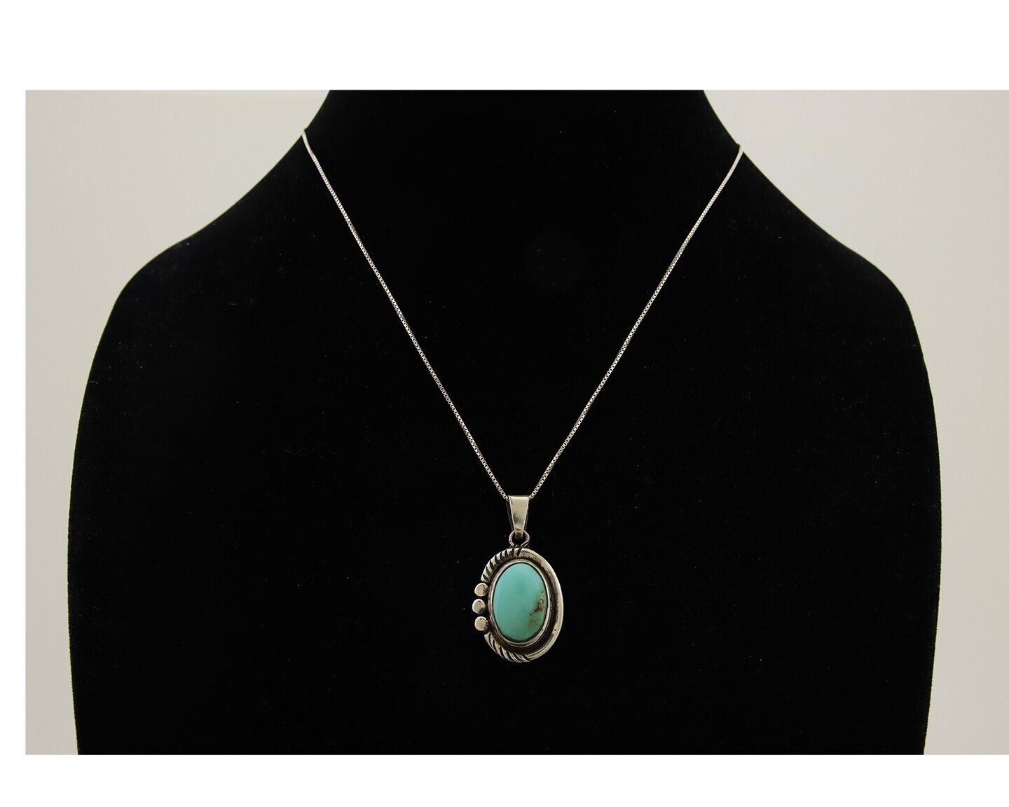 Navajo Necklace 925 Silver Natural Turquoise Artist M Montoya C.80's