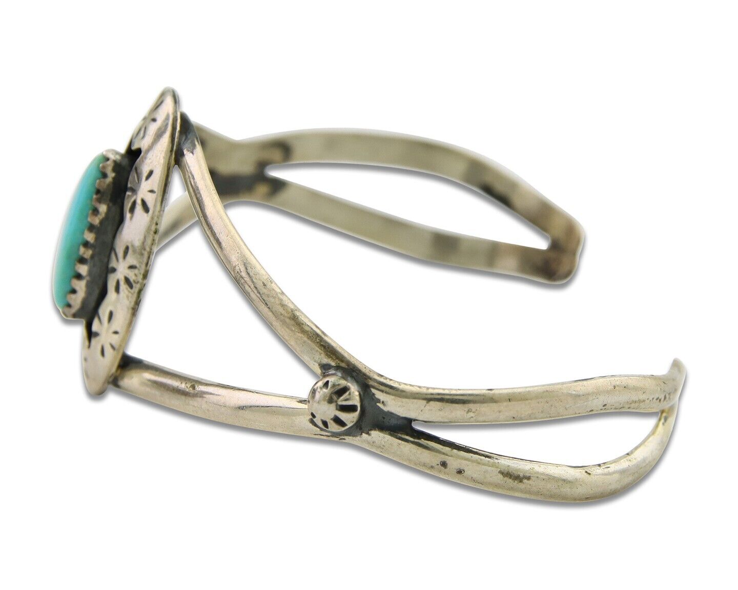 Navajo Cuff Bracelet 925 Silver Turquoise Cuff Artist Signed IJC C.80's