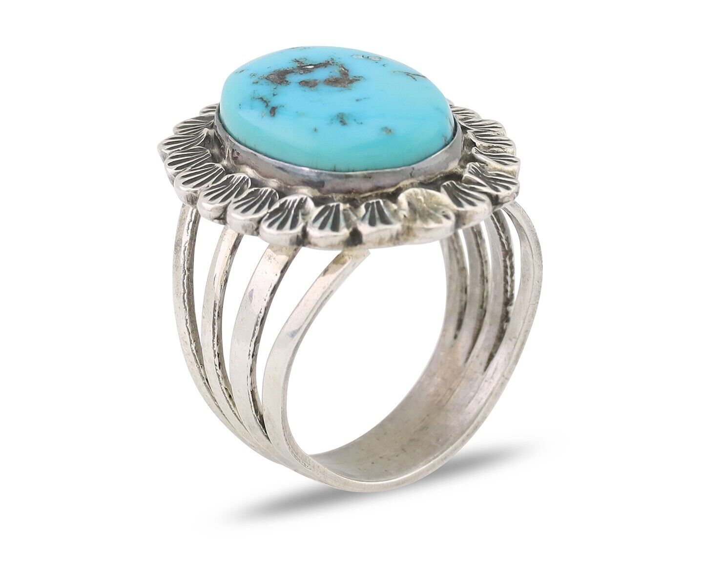 Navajo Ring 925 Silver Blue Turquoise Signed Allison Lee C.80's