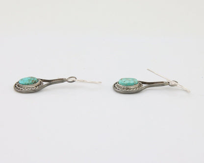 Navajo Dangle Earrings 925 Silver Natural Turquoise Native American Artist C.80s