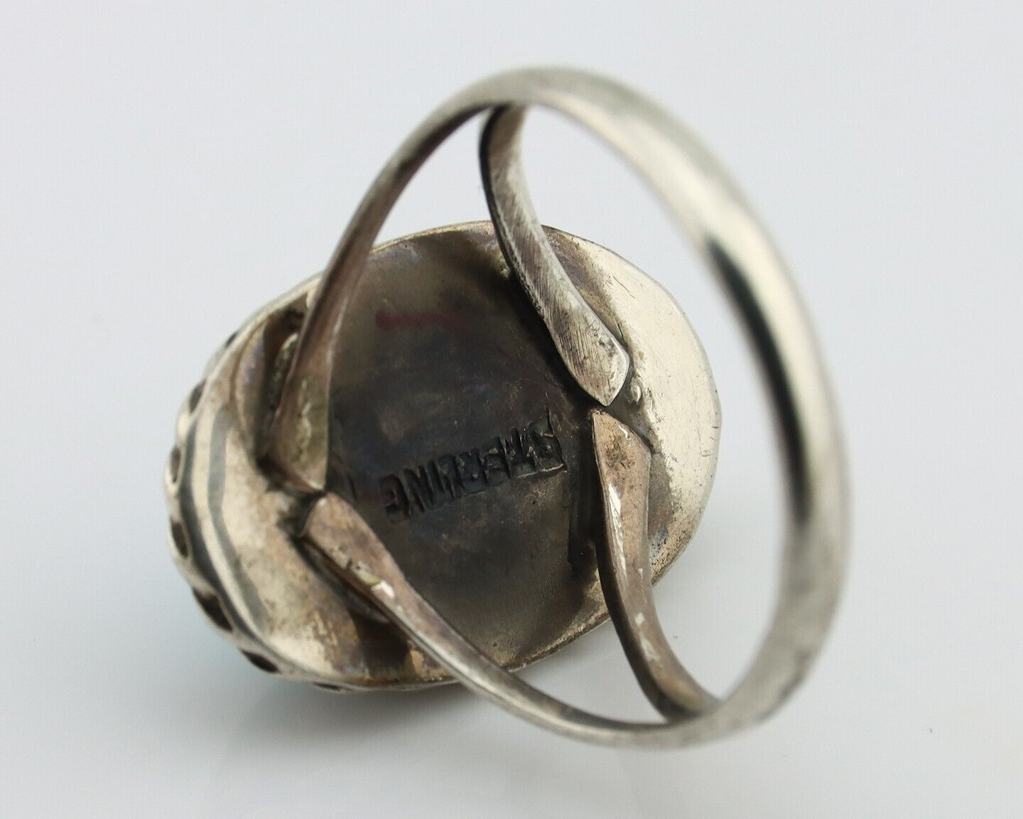 Navajo Ring 925 Silver Kingman Turquoise Native American Artist C.80's