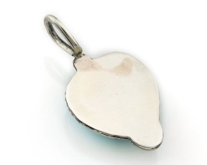 Navajo Heart Pendant Sterling Silver Turquoise Vintage Handmade