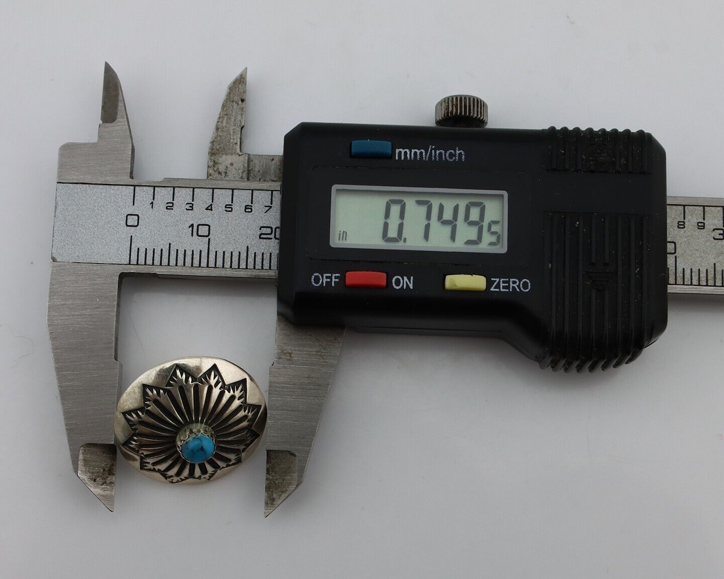 Navajo Hand Stamped Earrings 925 Silver Turquoise Native Artist C.80's