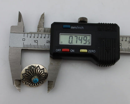 Navajo Hand Stamped Earrings 925 Silver Turquoise Native Artist C.80's