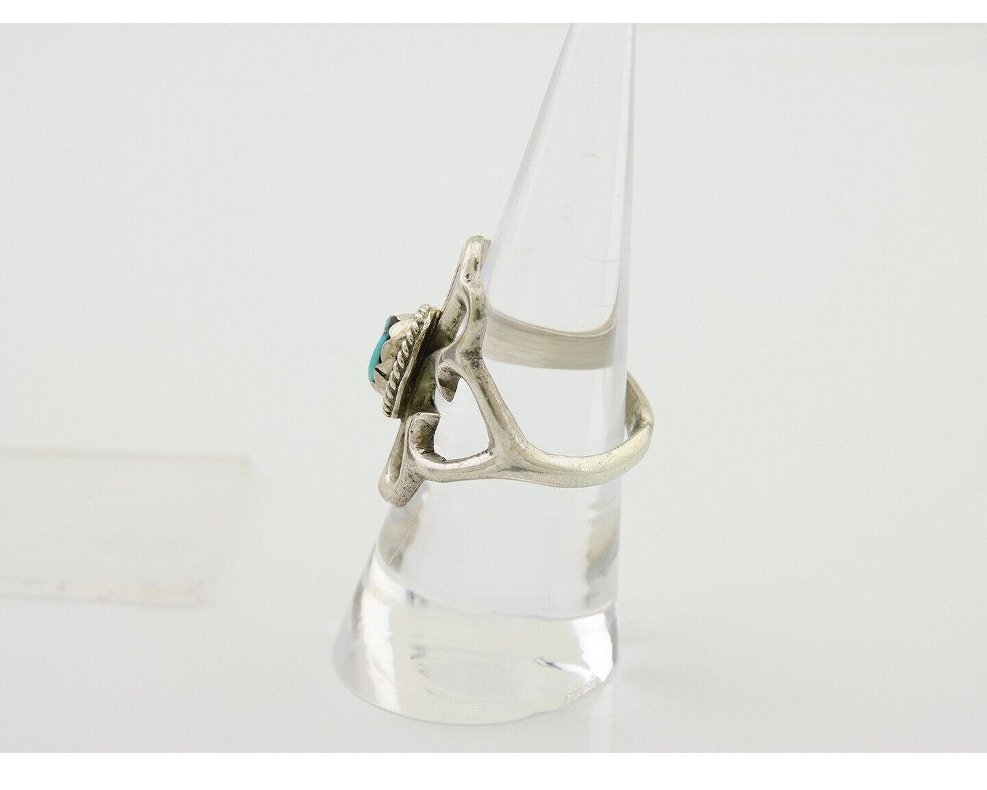 Navajo Sand Cast Ring 925 Silver Sleeping Beauty Turquoise Artist C.80's