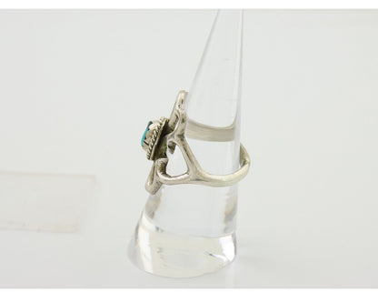 Navajo Sand Cast Ring 925 Silver Sleeping Beauty Turquoise Artist C.80's