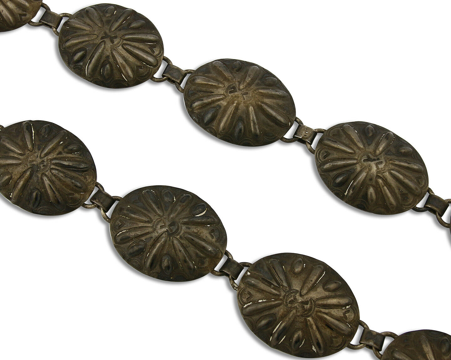 Navajo Concho Belt .925 Silver Handmade Hand Stamped Circa 1940's