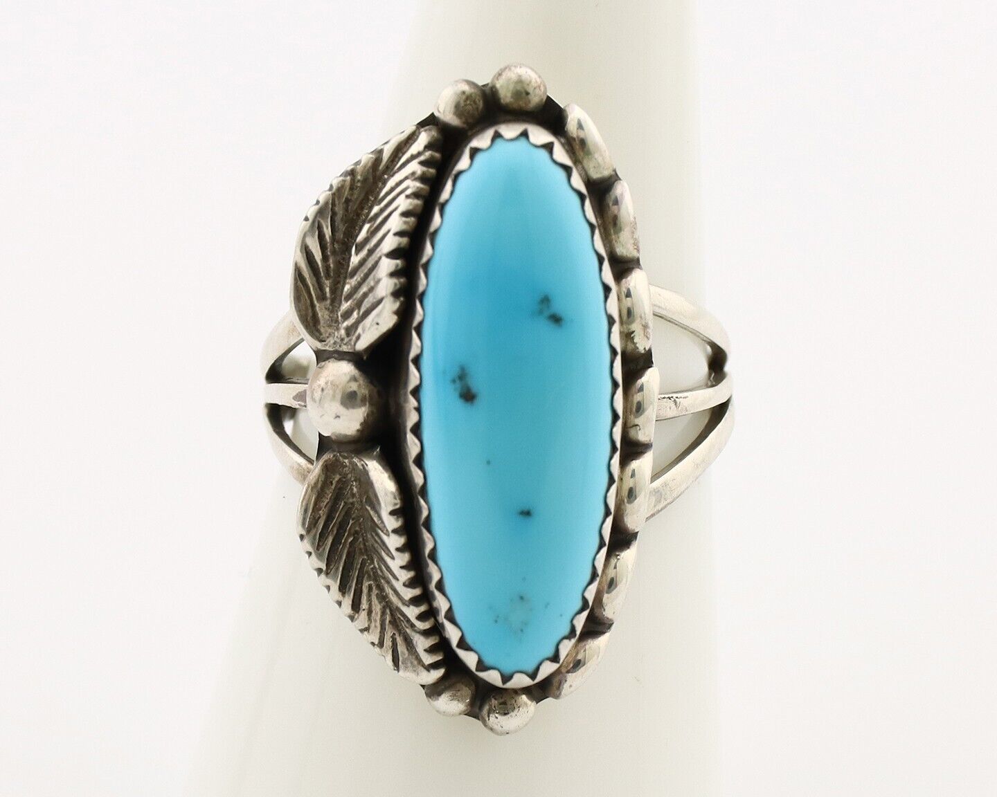Navajo Ring 925 Silver Sleeping Beauty Turquoise Signed SC C.80's