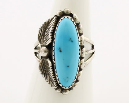Navajo Ring 925 Silver Sleeping Beauty Turquoise Signed SC C.80's