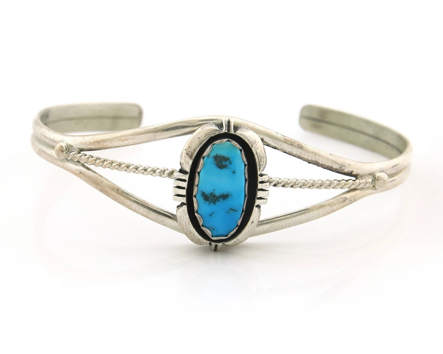 Navajo Cuff Bracelet Sterling Silver Natural Turquoise Native Vintage
