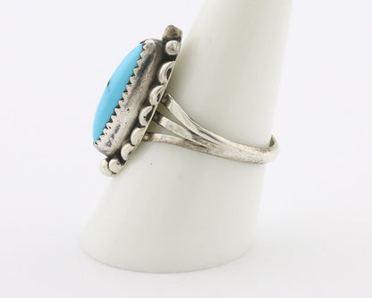 Navajo Ring .925 Silver Sleeping Beauty Turquoise Signed SkyStone Creations C80s