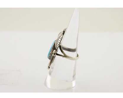 Navajo Ring 925 Silver Blue Turquoise Signed Phillip Morse Jr C.80's