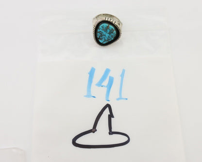 Navajo Ring 925 Silver Sleeping Beauty Turquoise Signed M Montoya C.80's