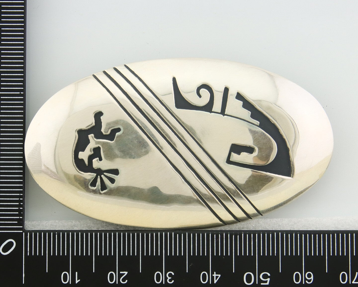 Navajo Belt Buckle 925 Sterling Silver Signed T Billy 1.5x2.5 in C.80's