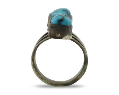 Navajo Ring 925 Silver Natural Blue Turquoise Native American Artist C.80's
